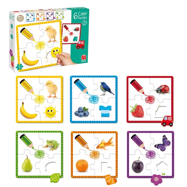 Juguete de Madera educativo 6 puzzles de 4 piezas Color Puzzle Goula