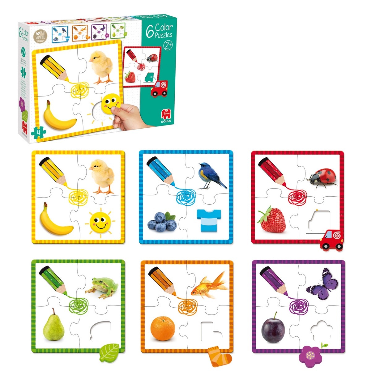 Juguete de Madera educativo 6 puzzles de 4 piezas Color Puzzle Goula 2