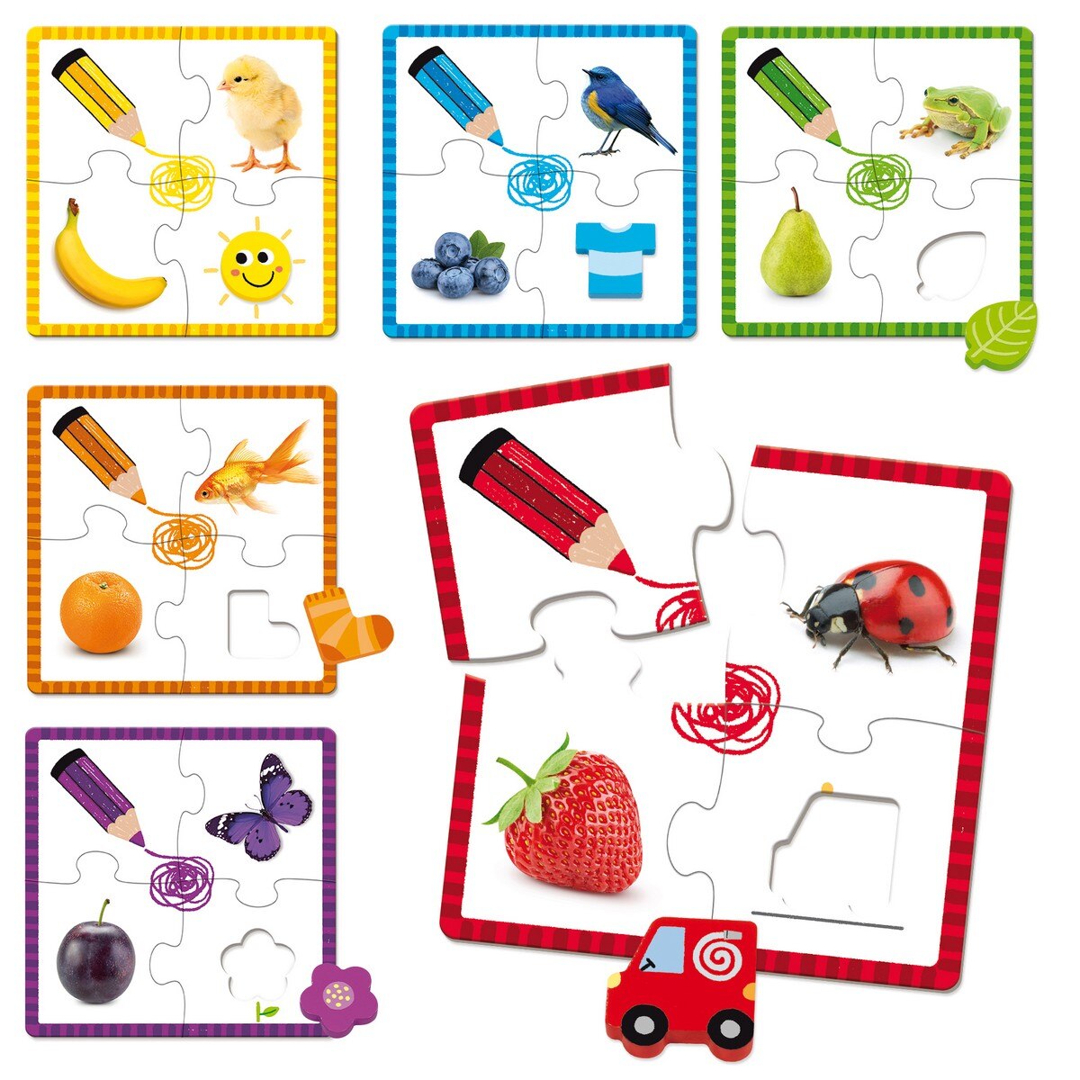 Juguete de Madera educativo 6 puzzles de 4 piezas Color Puzzle Goula 4