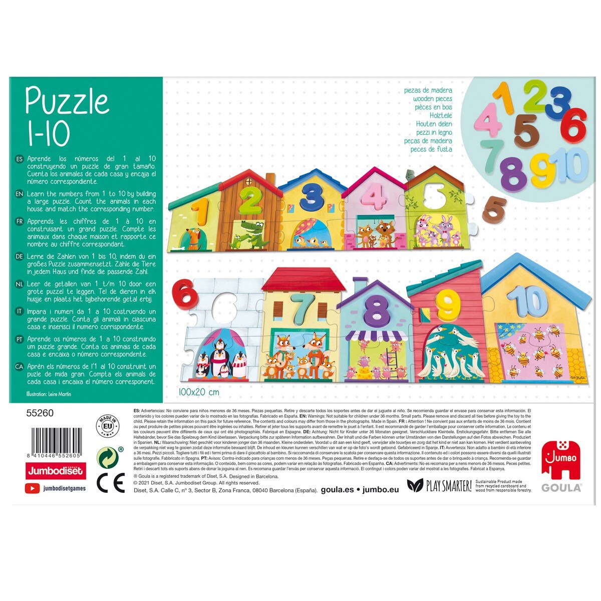 Juguete de madera Puzzle 20 piezas Los números del 1-10 Goula 3