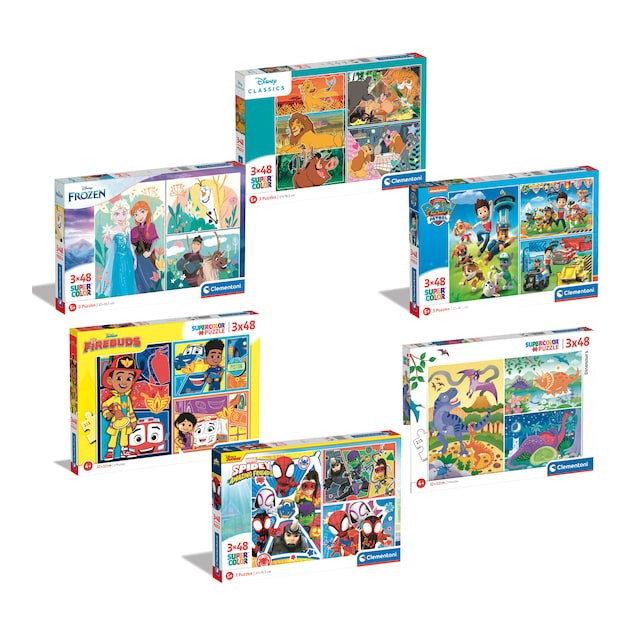 3 puzzles 48 piezas Clementoni