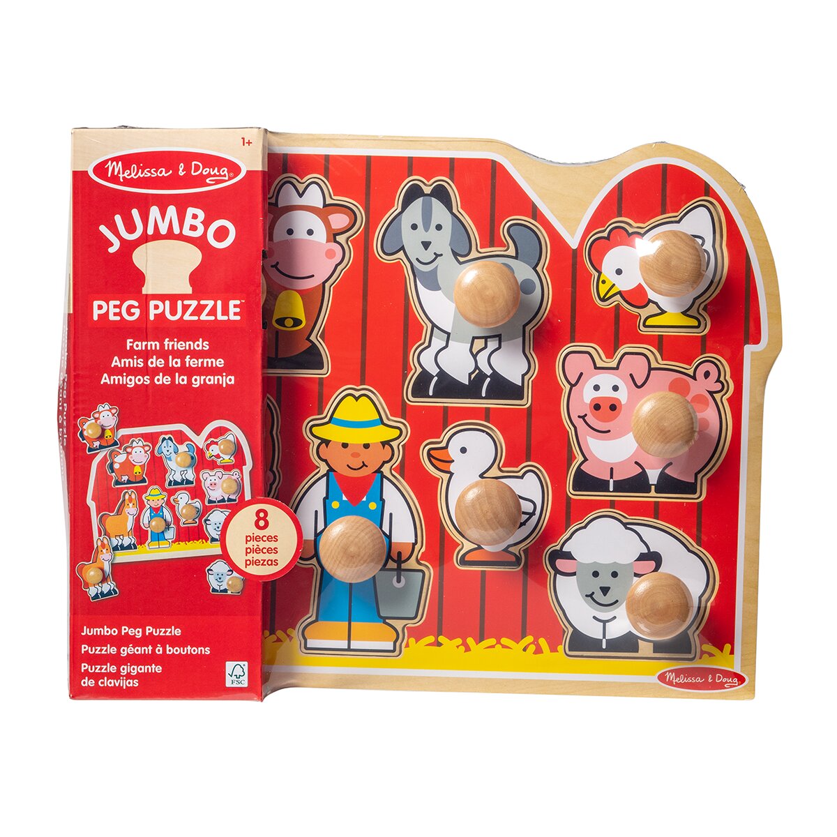 Imagen 0 de Rompecabezas de madera con pomo de animales de granja (8 piezas) Melissa & Doug Spin Master