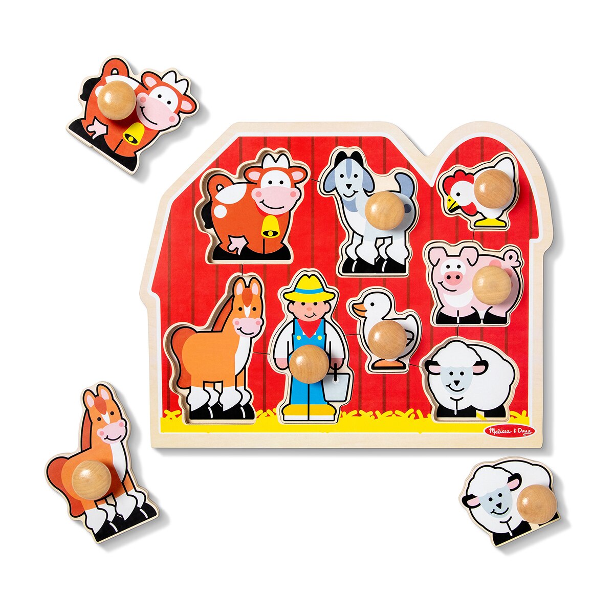 Rompecabezas de madera con pomo de animales de granja (8 piezas) Melissa & Doug Spin Master 2