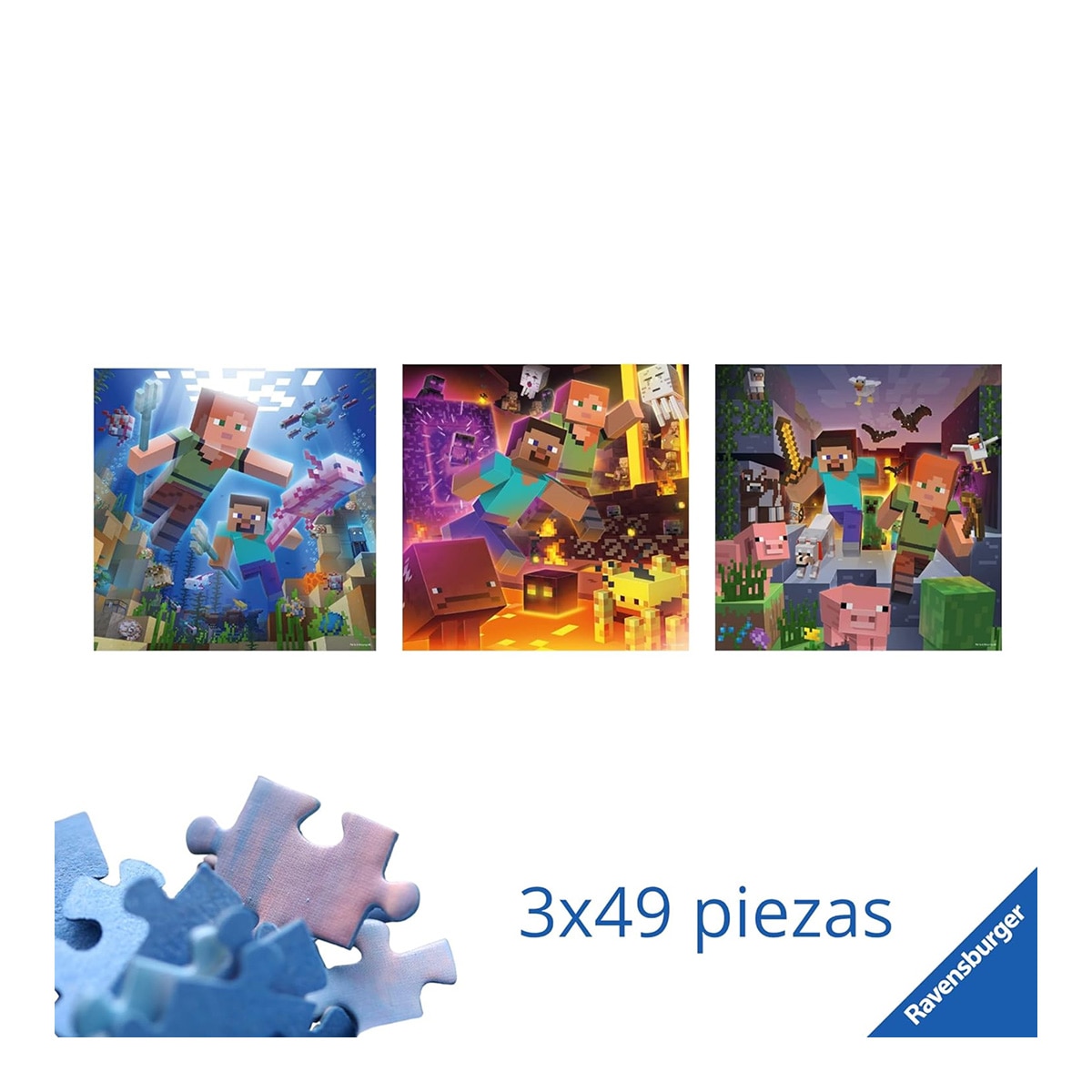 Puzzle Infantil Puzzle 3X49 piezas Micecraft Ravensburger 2