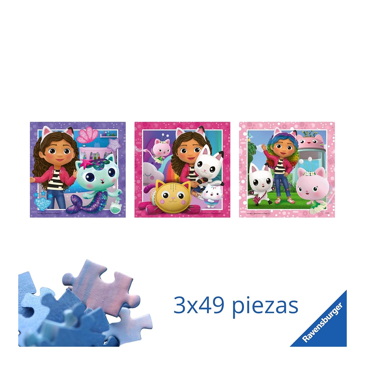 Puzzle Infantil Puzzle 3X49 piezas Gabby´S Dollhouse Ravensburger 2