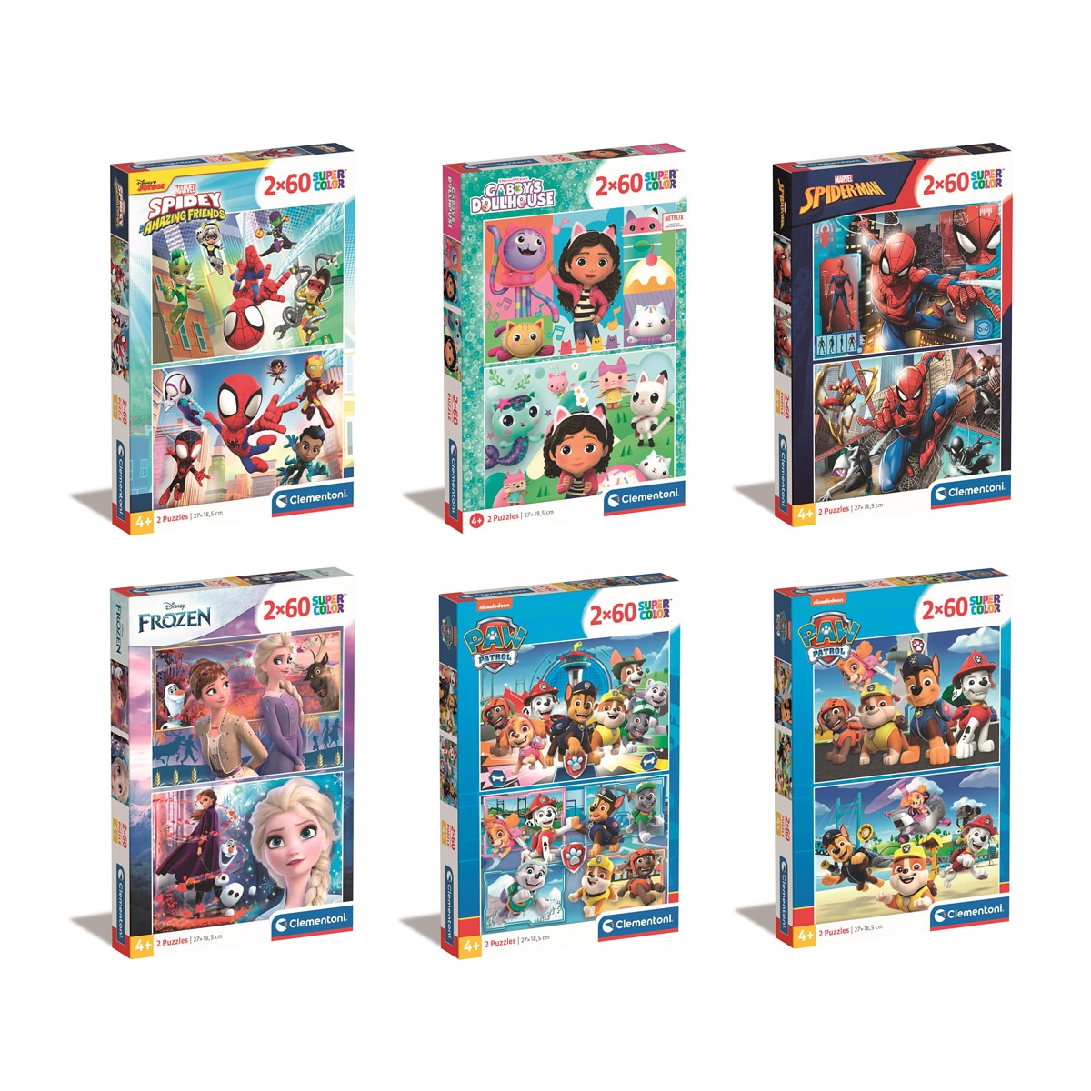 Clementoni - Puzzles 2X60 Piezas Disney-Paw Patrol-Gabbys Dollhouse Clementoni