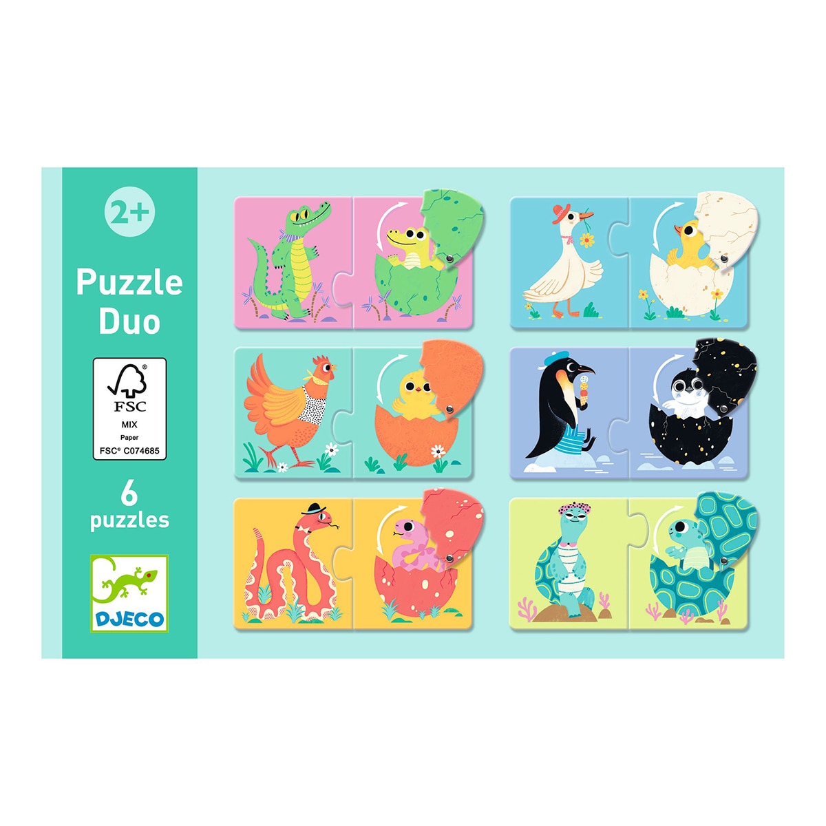 Juego Seis Puzzles articulados (12 piezas de cartón) Djeco 3