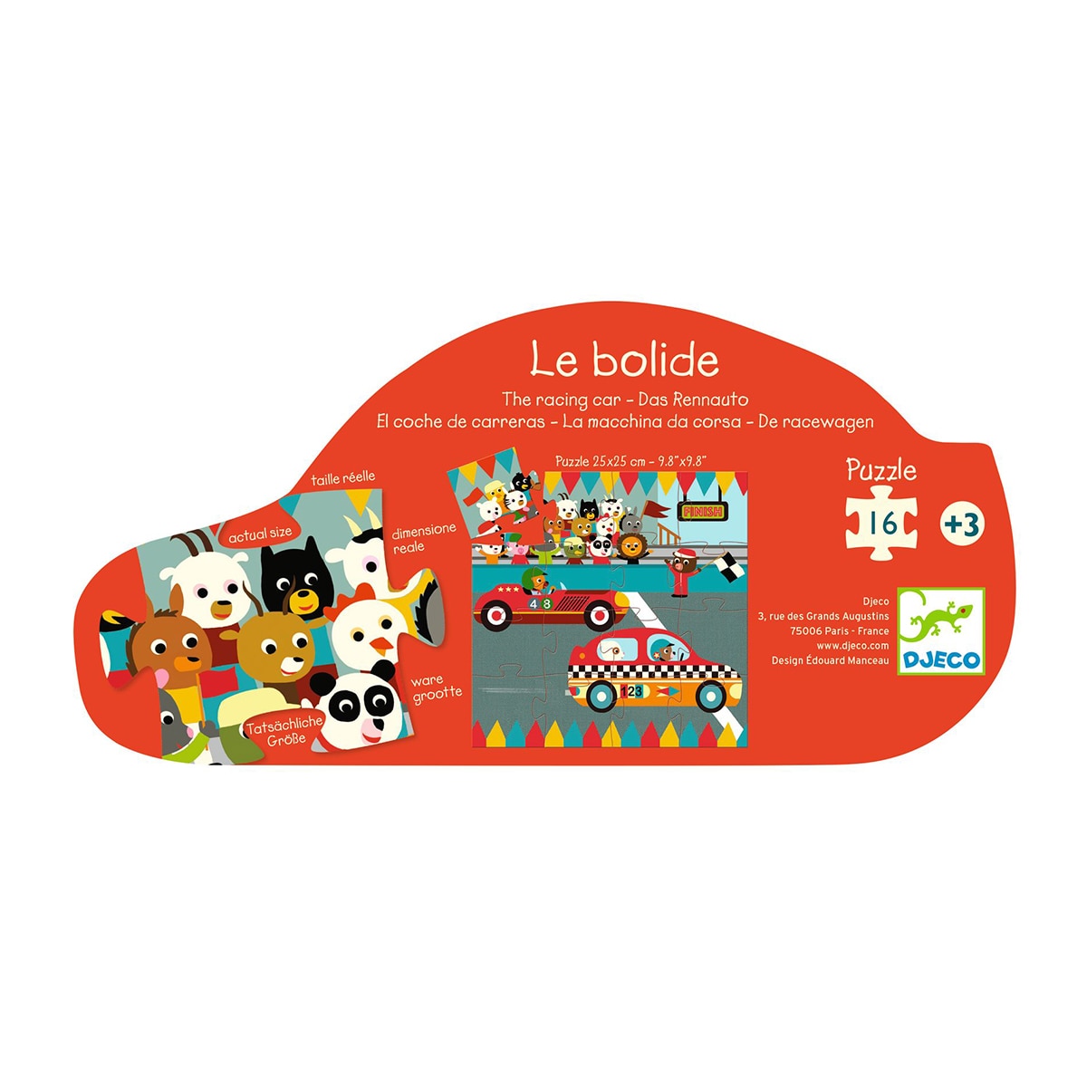 Puzzle de cartón de 16 piezas (25 x 25 cm) Djeco 3