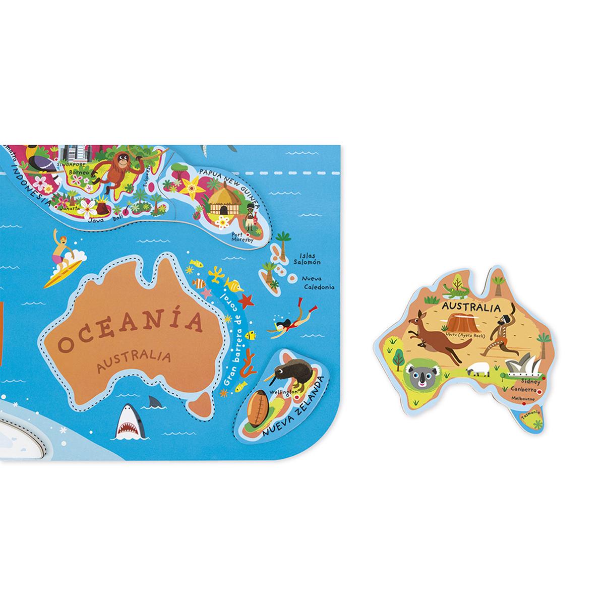 Puzle Magnético Atlas Mundial Versión En Español Janod 4