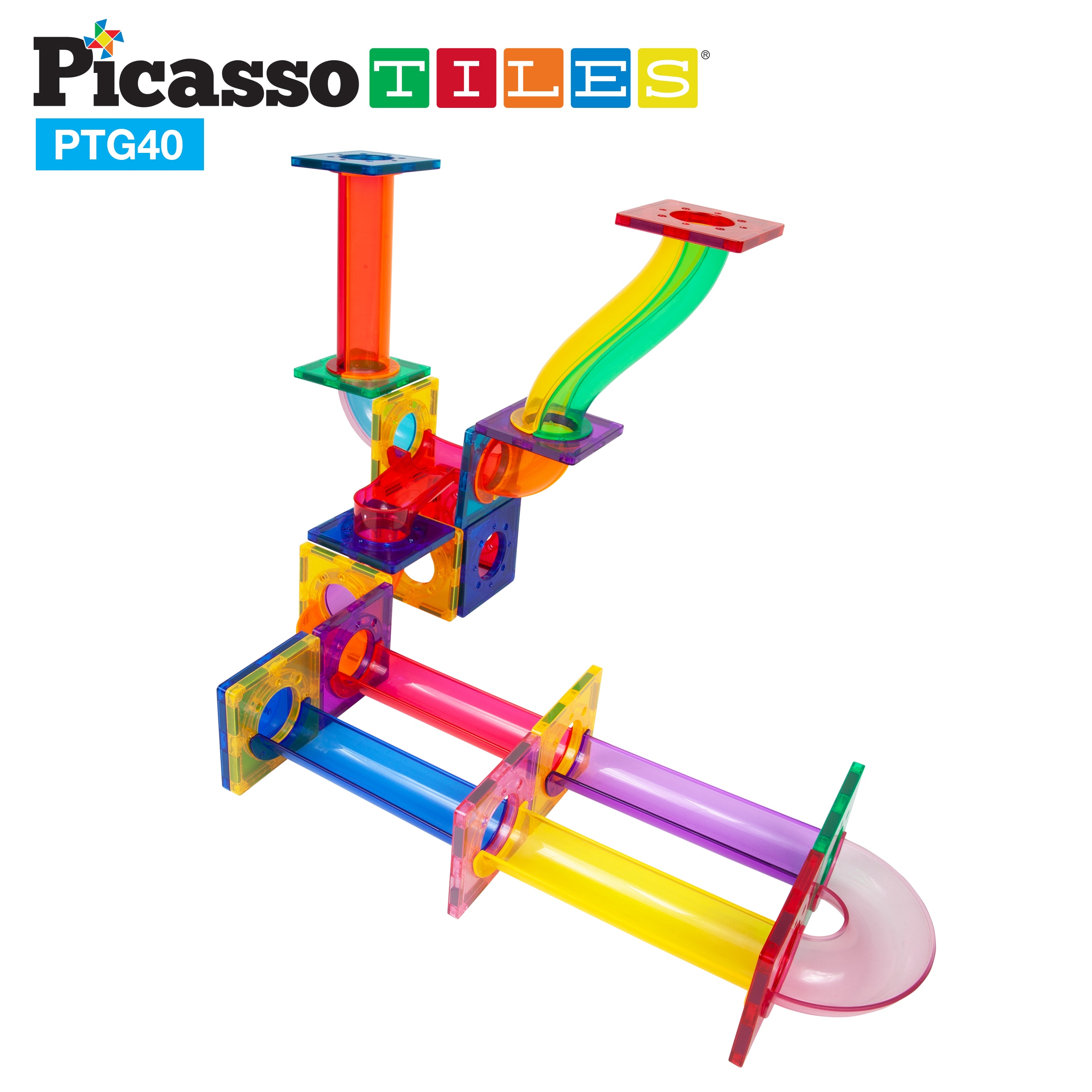 Juego de construcción Circuito de canicas magnético 40 piezas Picasso Tiles 4