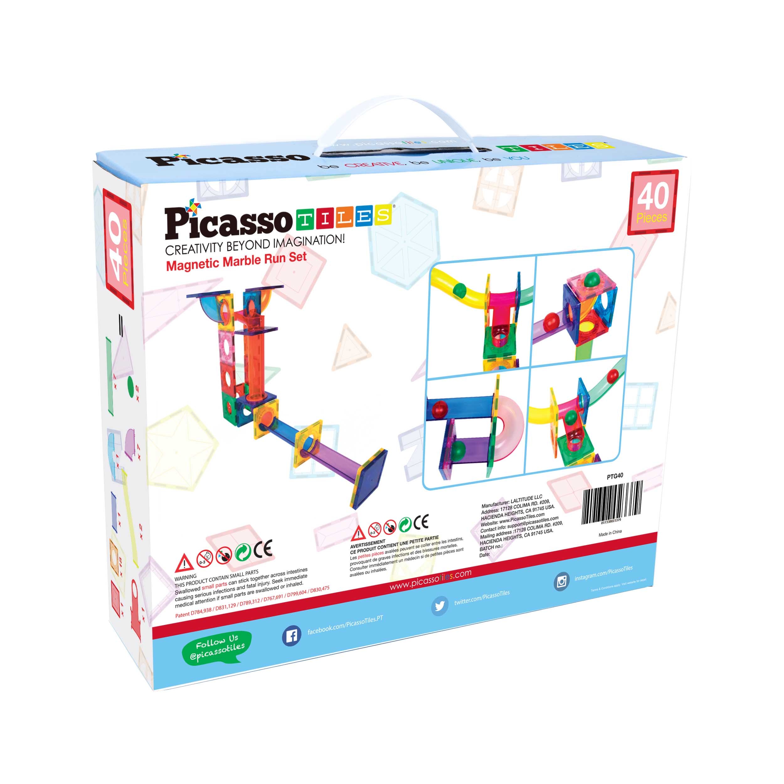 Juego de construcción Circuito de canicas magnético 40 piezas Picasso Tiles 9