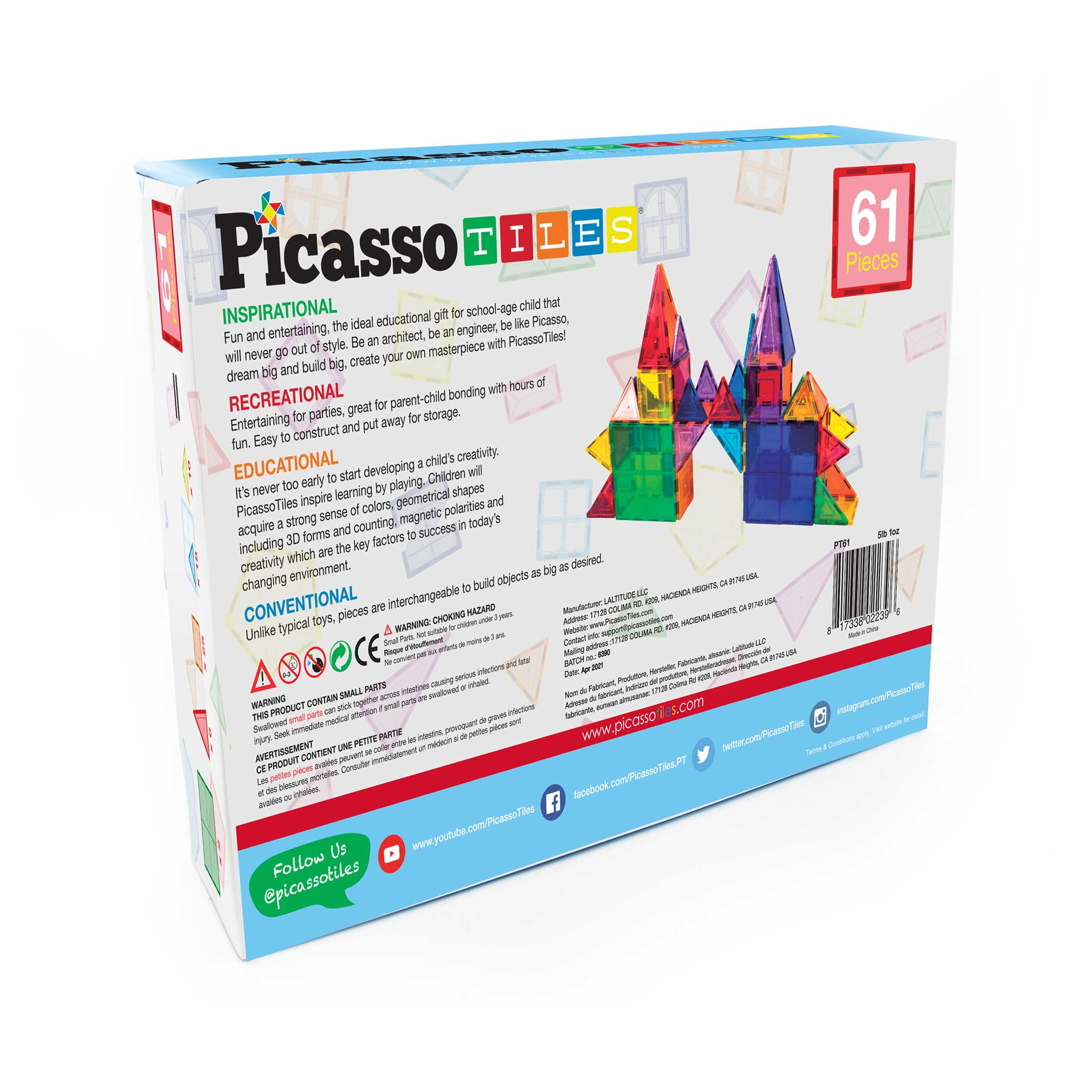 Juego de construcción Bloques magnéticos 61 piezas Picasso Tiles 7