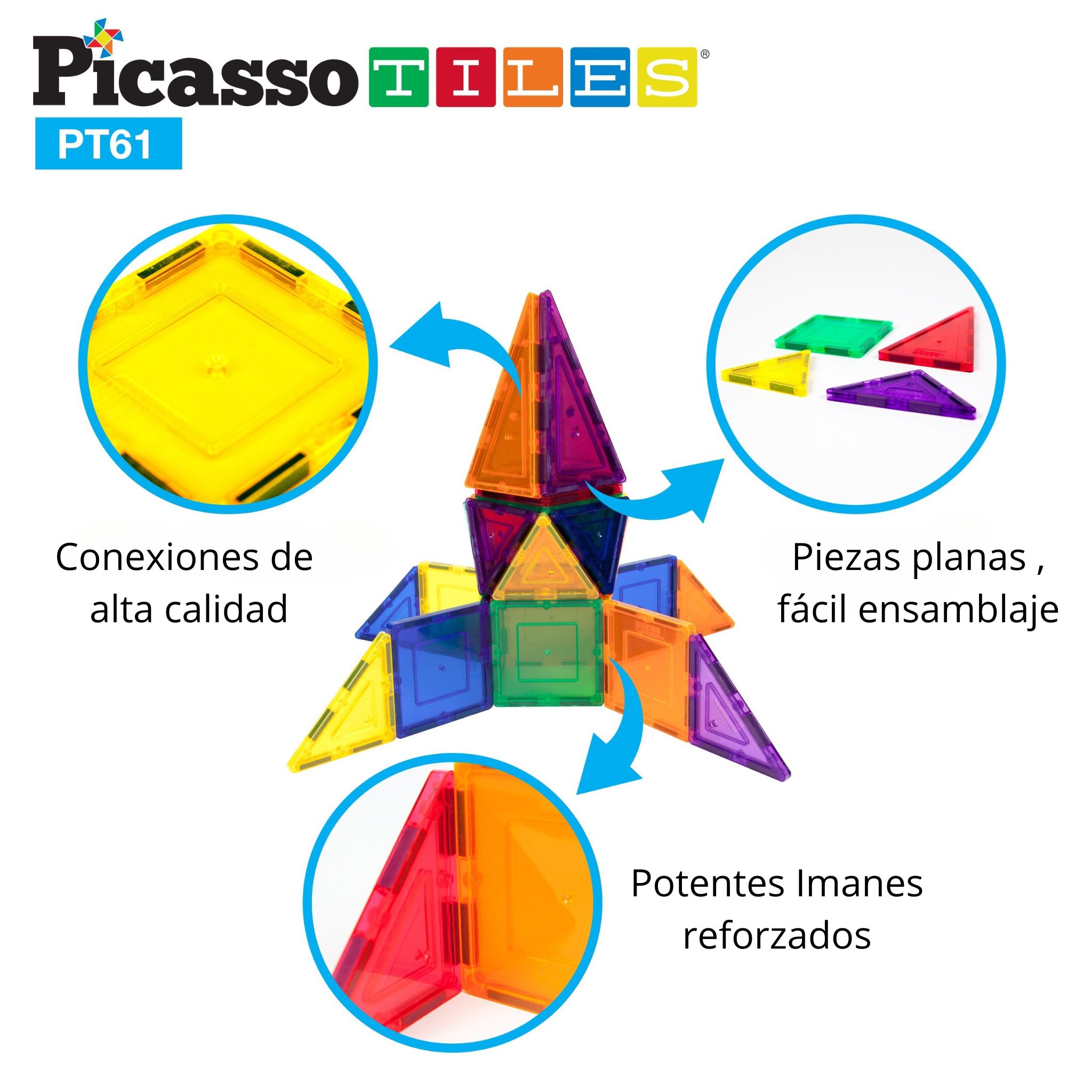 Juego de construcción Bloques magnéticos 61 piezas Picasso Tiles 8