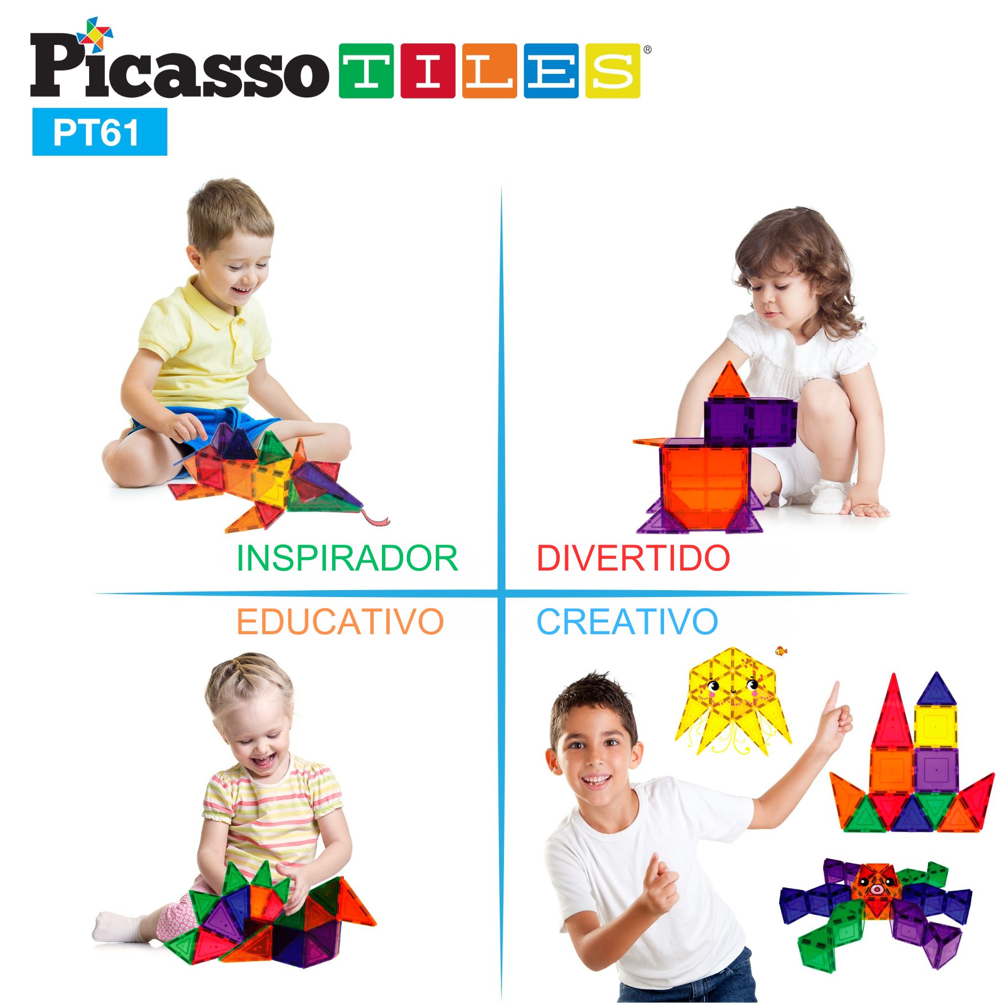 Juego de construcción Bloques magnéticos 61 piezas Picasso Tiles 9