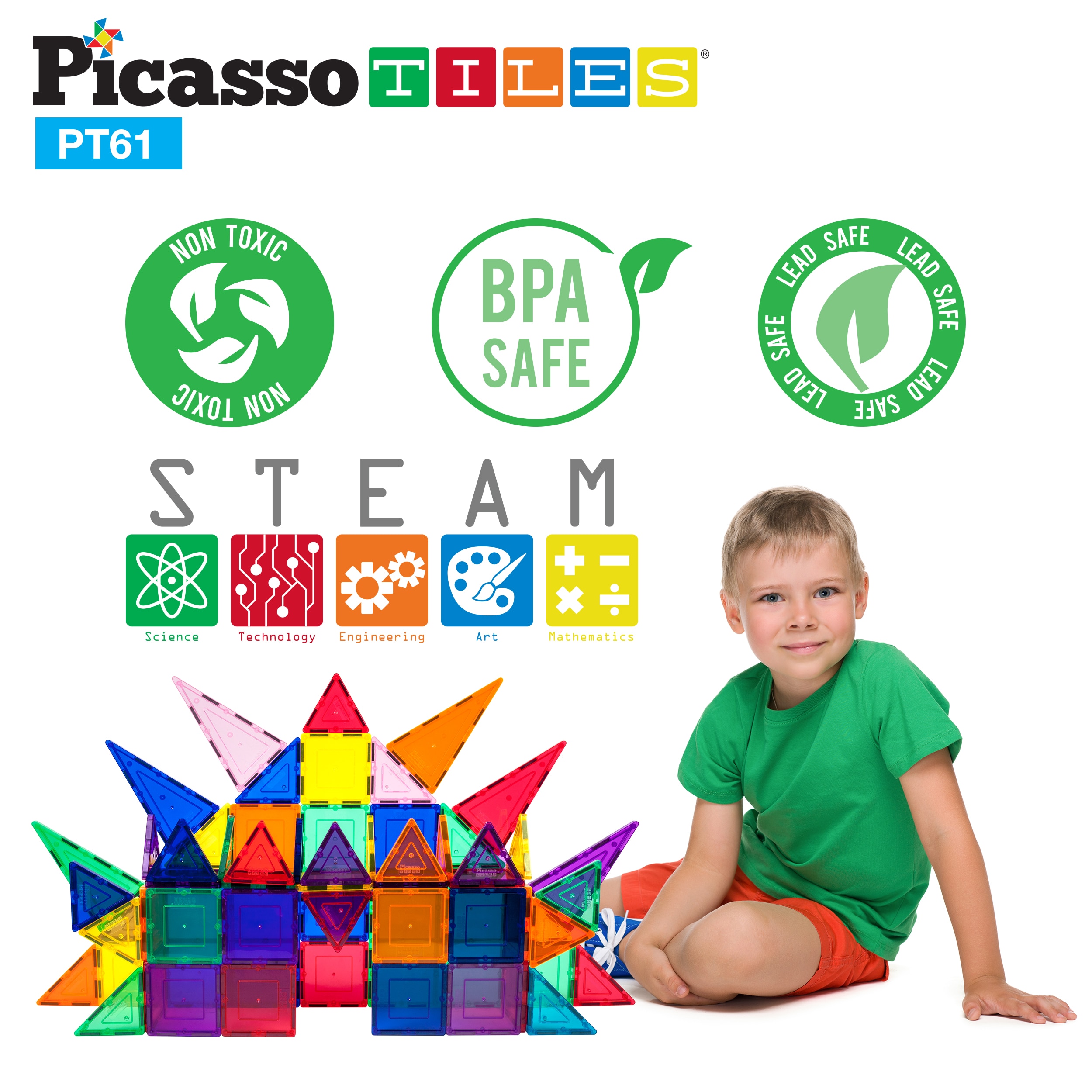 Juego de construcción Bloques magnéticos 61 piezas Picasso Tiles 15