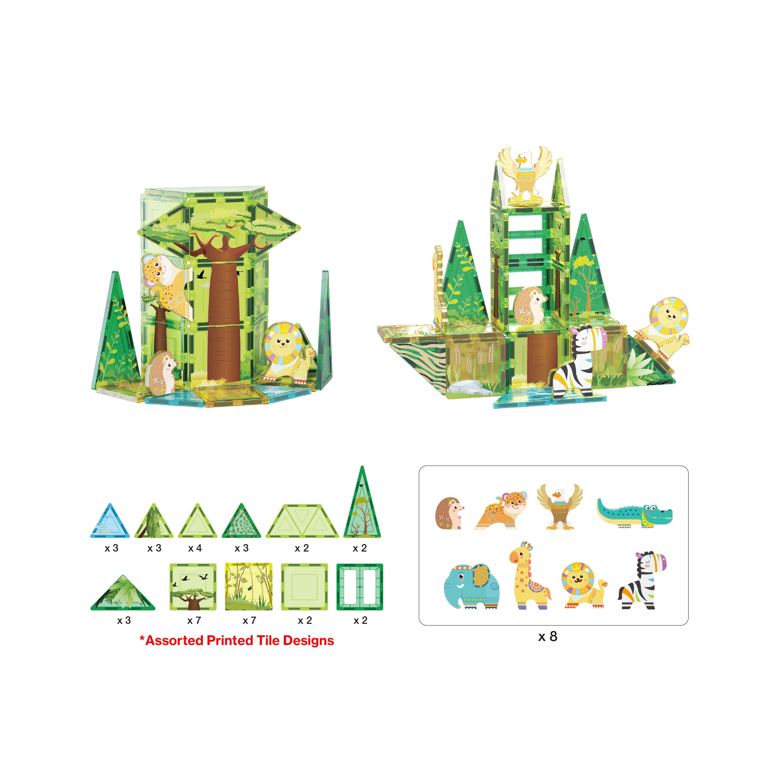 Juego de construcción Bloques magnéticos Safari 8 Figuras Picasso Tiles 3