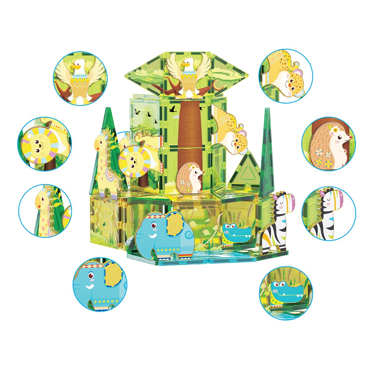 Juego de construcción Bloques magnéticos Safari 8 Figuras Picasso Tiles 4