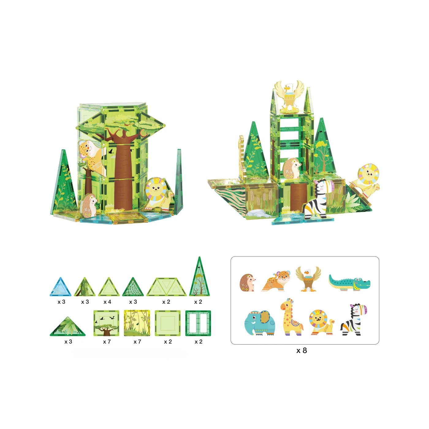 Juego de construcción Bloques magnéticos Safari 8 Figuras Picasso Tiles 7