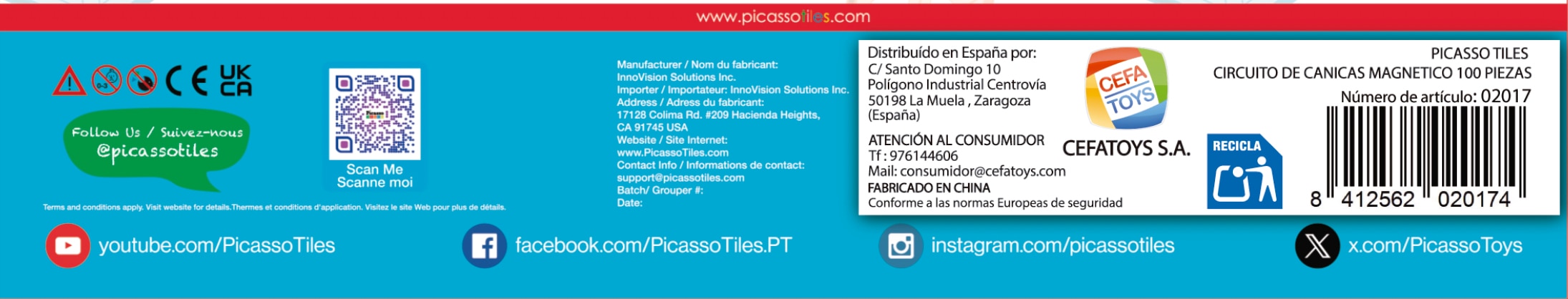 Set de construcción Picasso Tiles Circuito de canicas mágnético de 100 piezas Cefa Toys 7