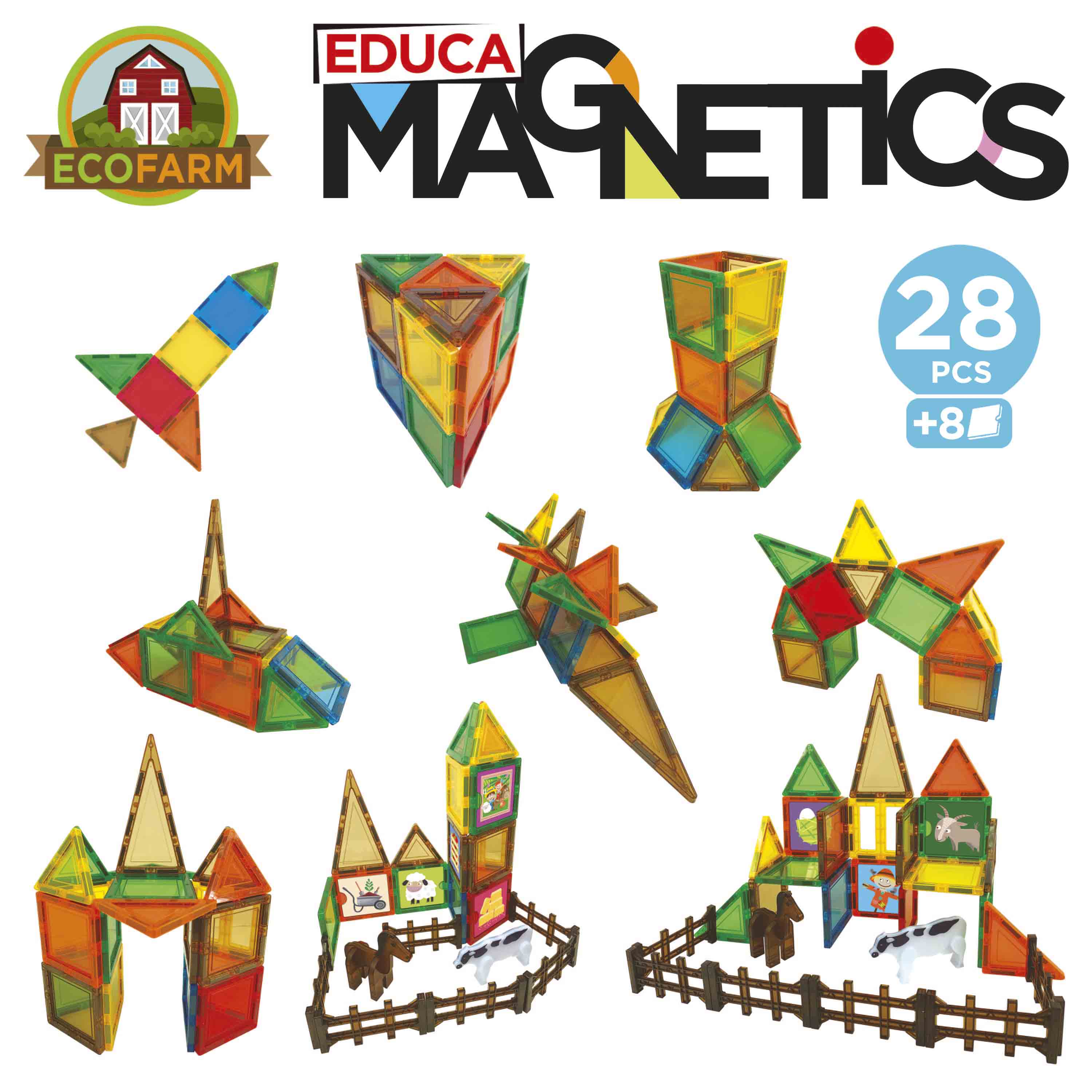 Bloques Magnéticos Ecofarm 28 piezas Educa Magnetics 3