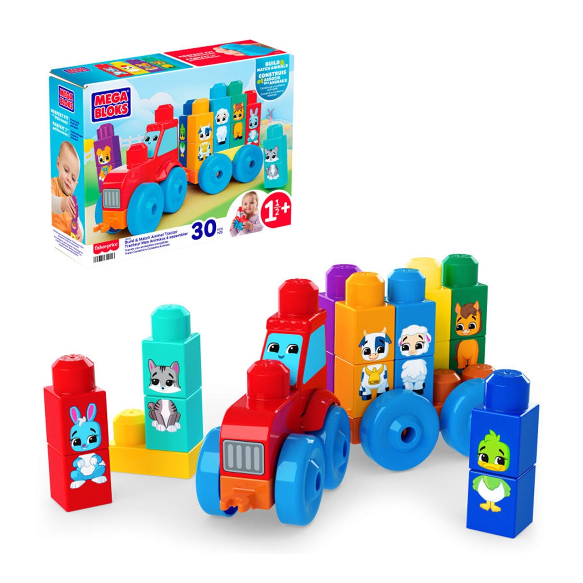 Imagen 0 de Tractor con animalitos encajables MEGA Bloks