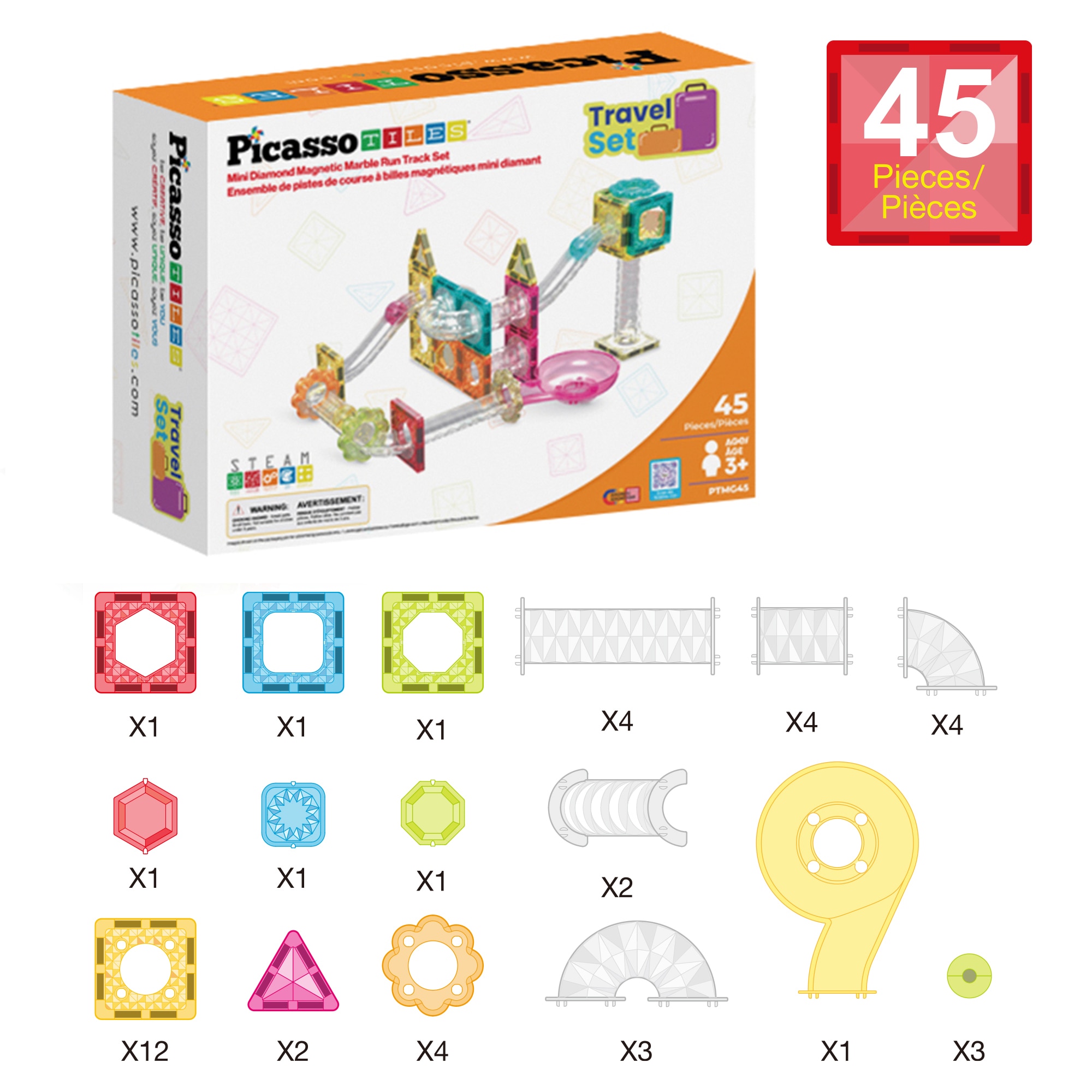 Mini Circuito De Canicas Magnético 45 Piezas Picasso Tiles Cefa Toys 2