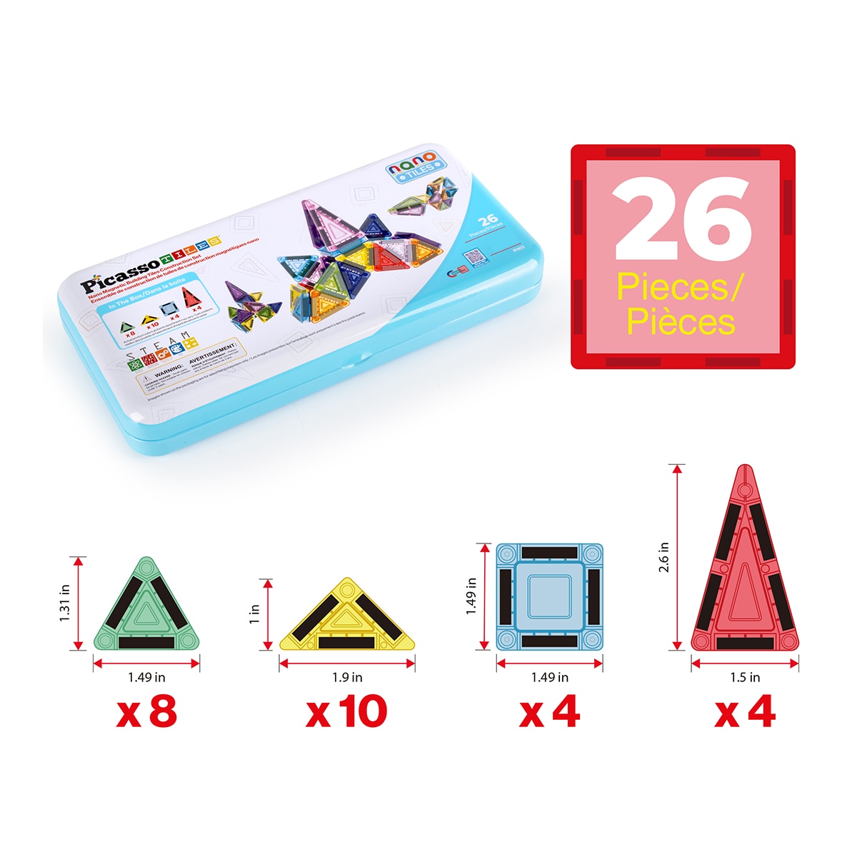 Mini Bloques Magnéticos 26 Piezas Picasso Tiles Cefa Toys 2
