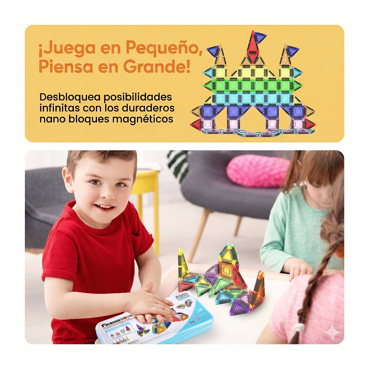 Mini Bloques Magnéticos 26 Piezas Picasso Tiles Cefa Toys 6