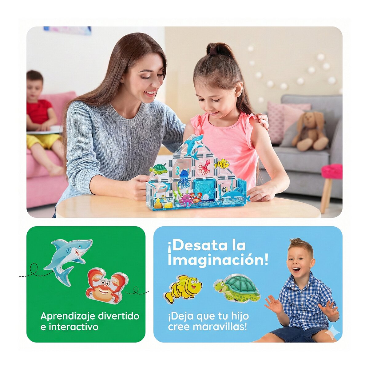 Bloques Magnéticos Océano 26 Piezas Picasso Tiles Cefa Toys 6