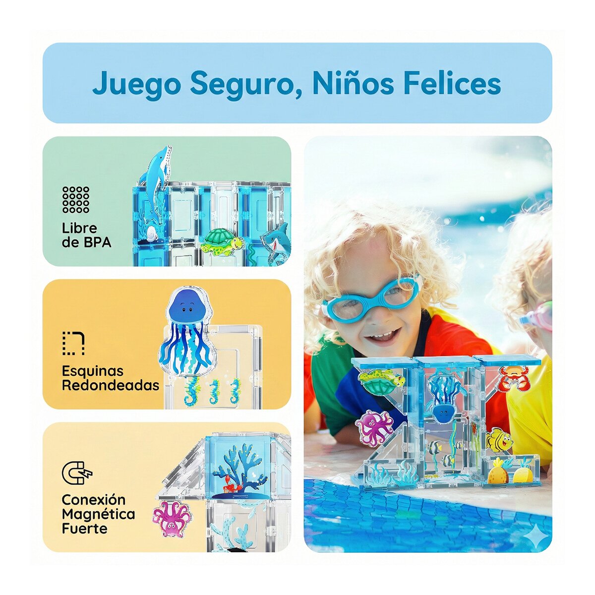 Bloques Magnéticos Océano 26 Piezas Picasso Tiles Cefa Toys 7