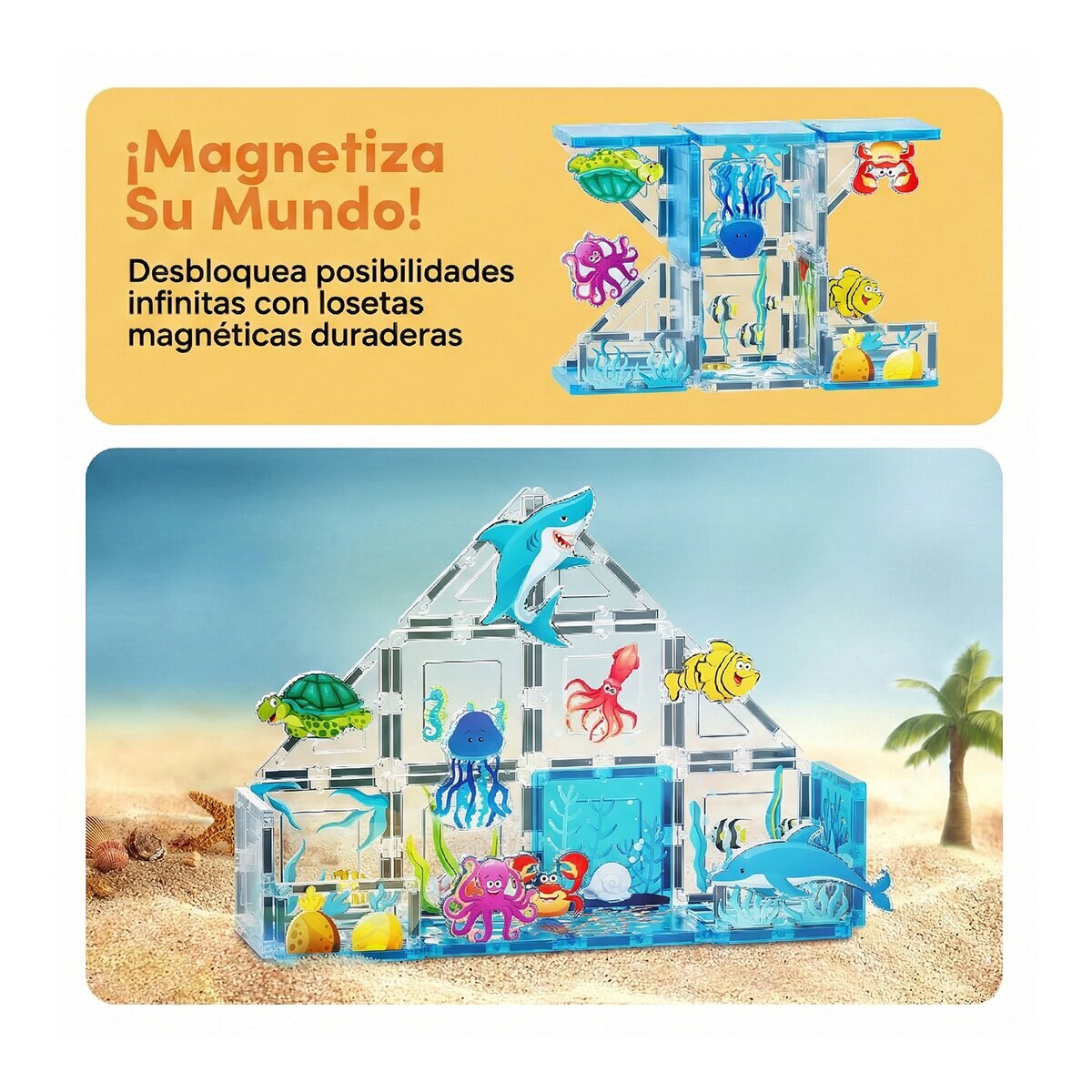 Bloques Magnéticos Océano 26 Piezas Picasso Tiles Cefa Toys 8