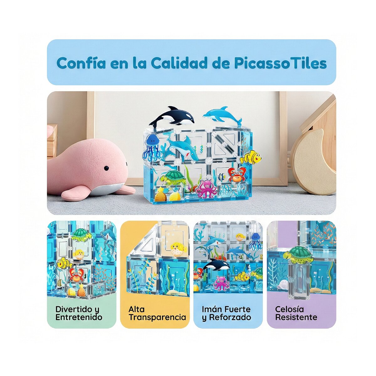 Bloques Magnéticos Océano 26 Piezas Picasso Tiles Cefa Toys 9