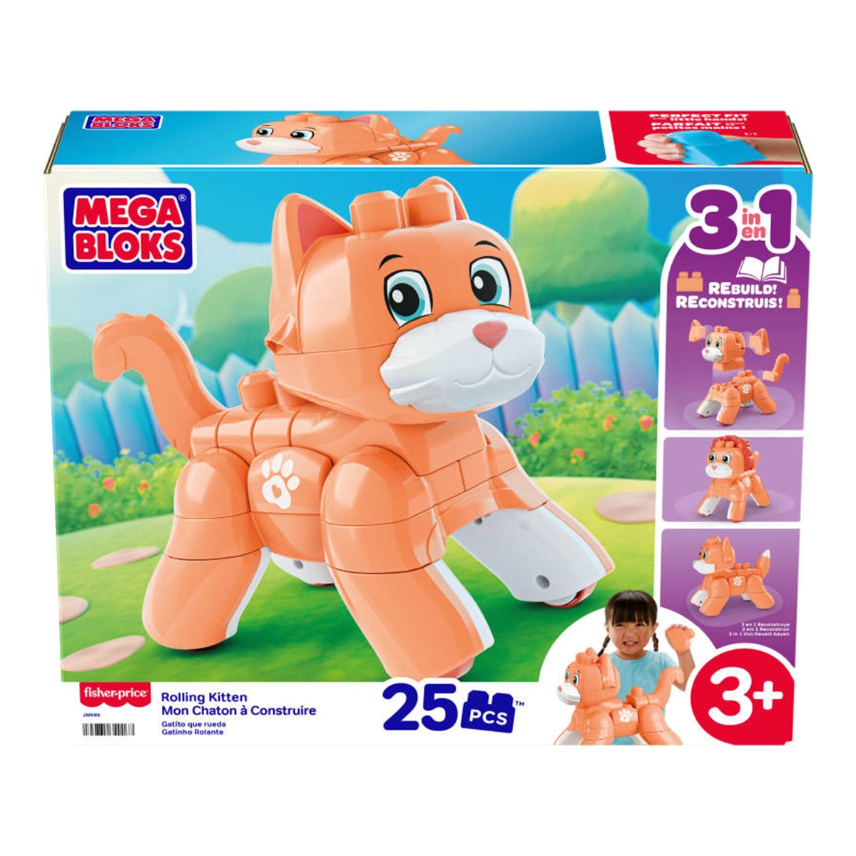 Juego de construcción Gatito 3 en 1. 25 piezas, ruedas, gatito que se transforma en zorro o león Mega Bloks 6