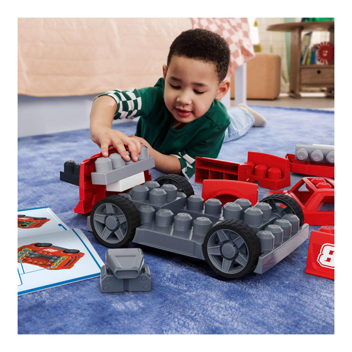 Juego de construcción Coche de Carreras 3 en 1 con 26 piezas, camioneta, hot rod y ruedas funcionales Mega Bloks 3