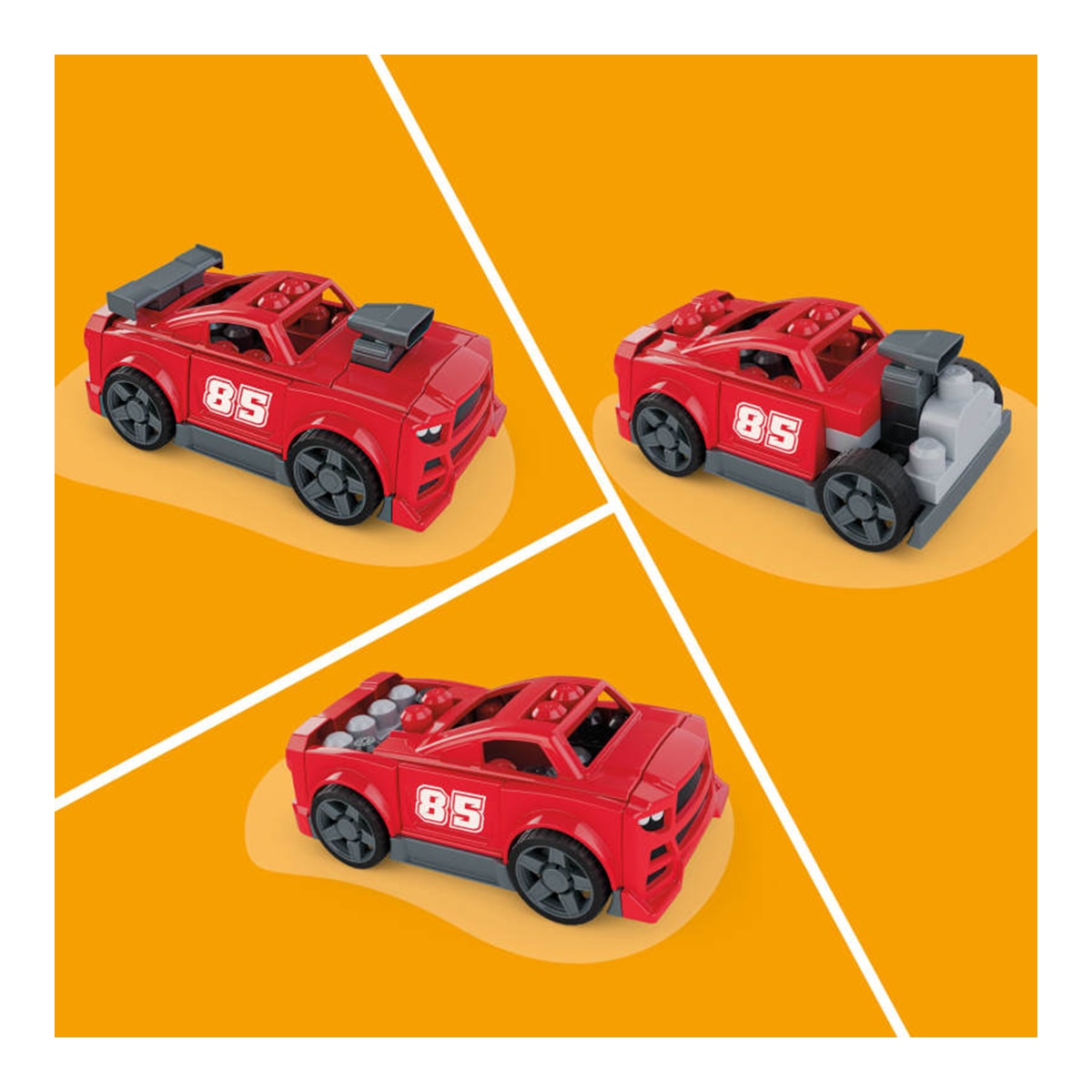 Juego de construcción Coche de Carreras 3 en 1 con 26 piezas, camioneta, hot rod y ruedas funcionales Mega Bloks 4