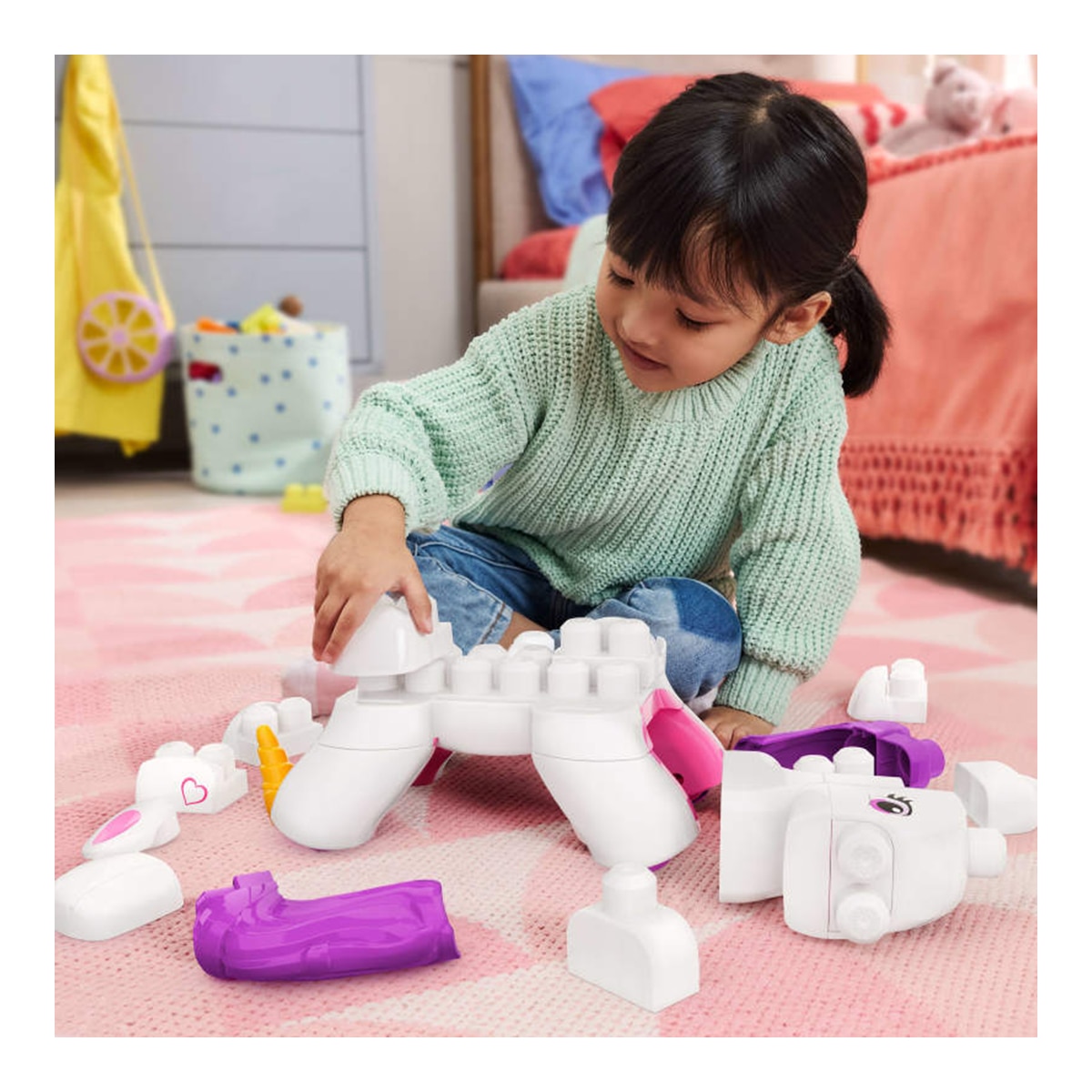 Juego de construcción Unicornio 3 en 1 con 26 piezas que se transforma en perro y caballo alado Mega Bloks 3