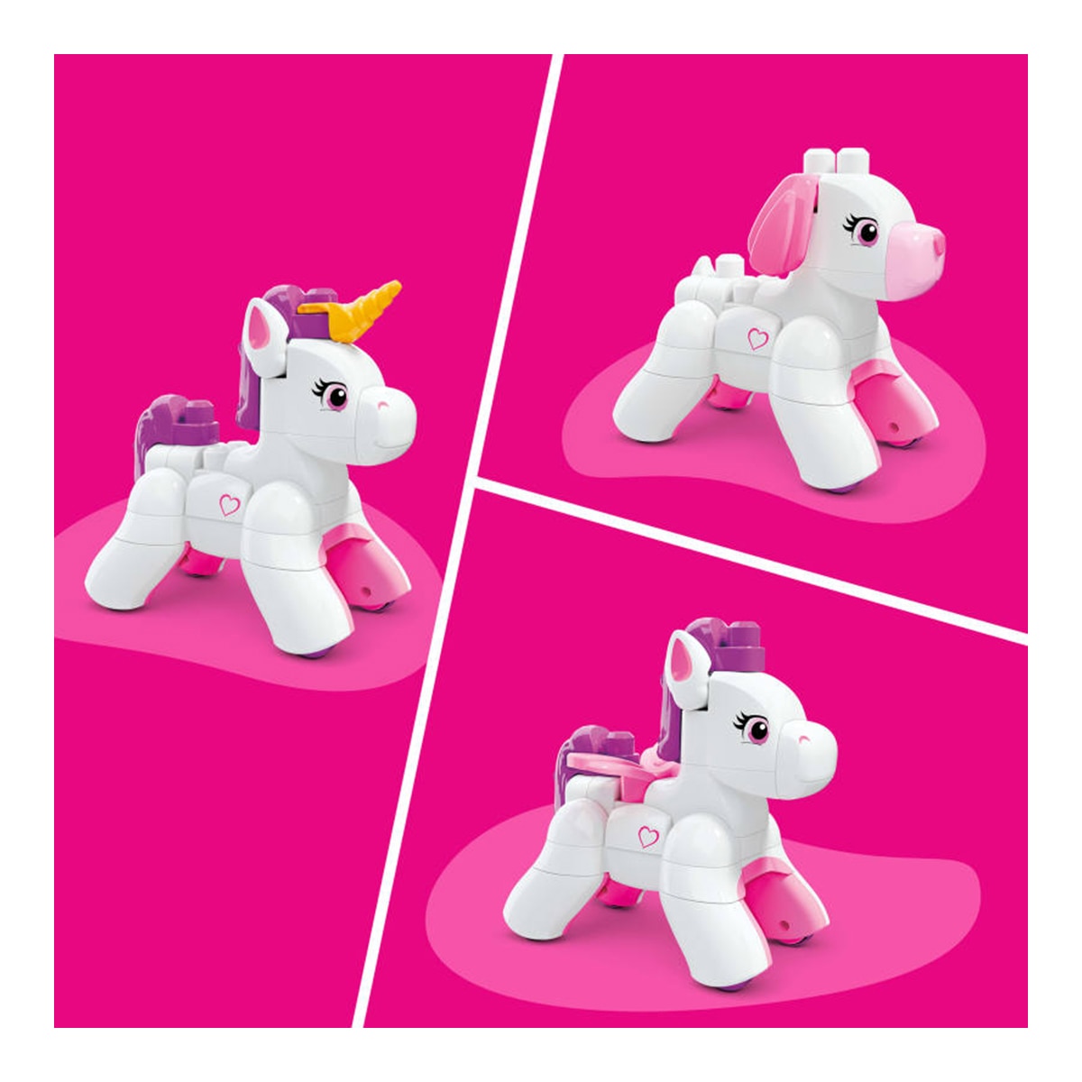 Juego de construcción Unicornio 3 en 1 con 26 piezas que se transforma en perro y caballo alado Mega Bloks 4