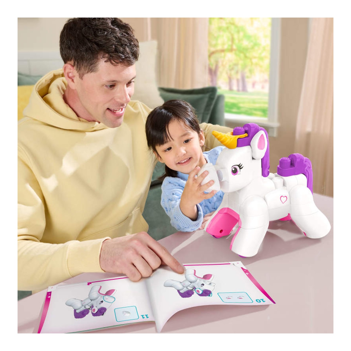 Juego de construcción Unicornio 3 en 1 con 26 piezas que se transforma en perro y caballo alado Mega Bloks 5