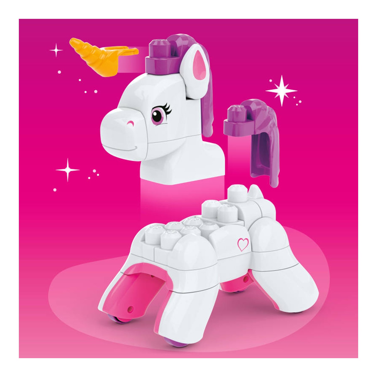 Juego de construcción Unicornio 3 en 1 con 26 piezas que se transforma en perro y caballo alado Mega Bloks 6