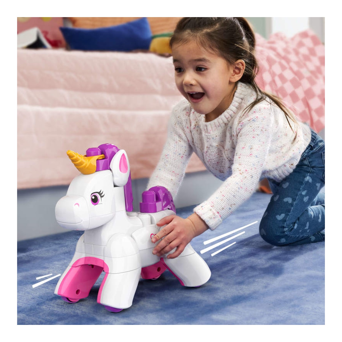 Juego de construcción Unicornio 3 en 1 con 26 piezas que se transforma en perro y caballo alado Mega Bloks 7