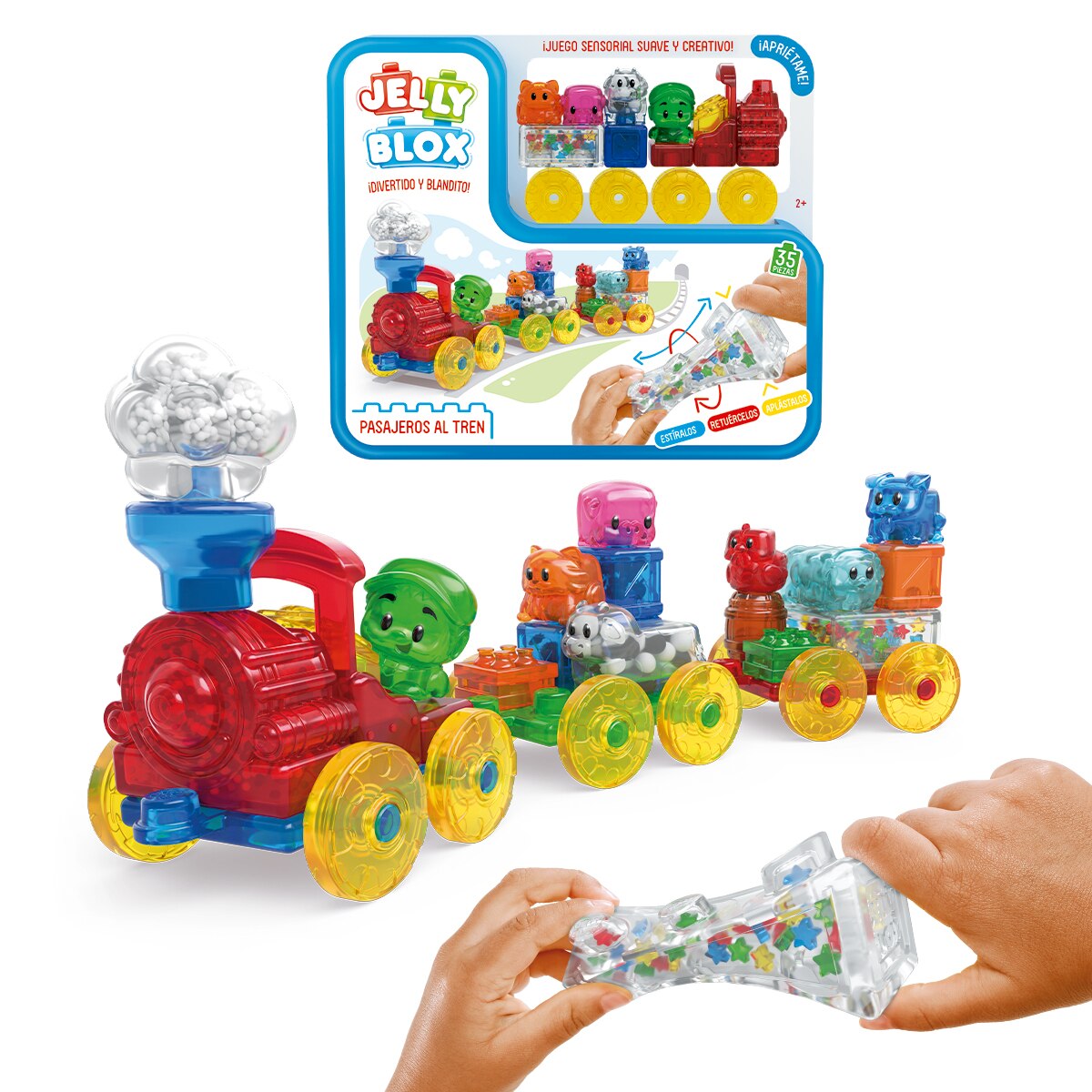 Juego de construcción Jelly Blox set pasajeros al tren Bizak 1