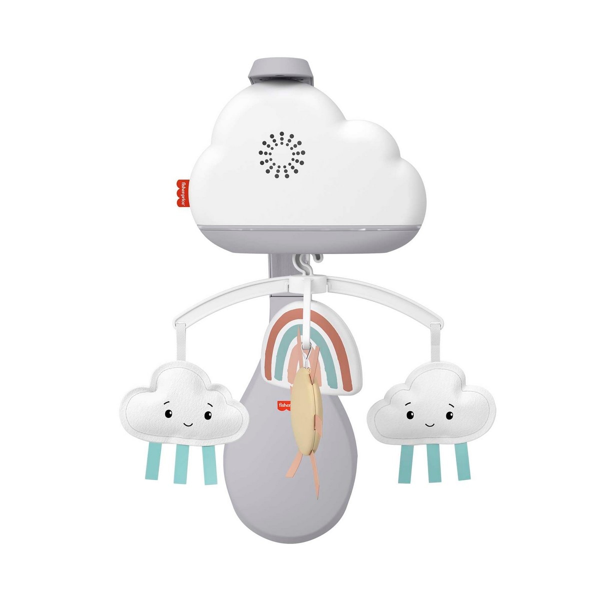 Fisher-Price Móvil lluvia de arcoíris para cuna, juguete para cuna con sonidos relajantes y luces para bebé recién nacido 1