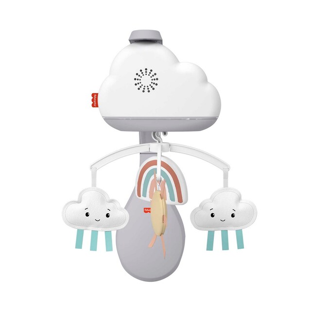 Fisher-Price Móvil lluvia de arcoíris para cuna, juguete para cuna con sonidos relajantes y luces para bebé recién nacido