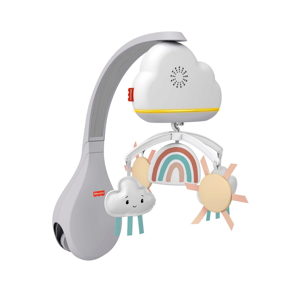 Fisher-Price Móvil lluvia de arcoíris para cuna, juguete para cuna con sonidos relajantes y luces para bebé recién nacido 4