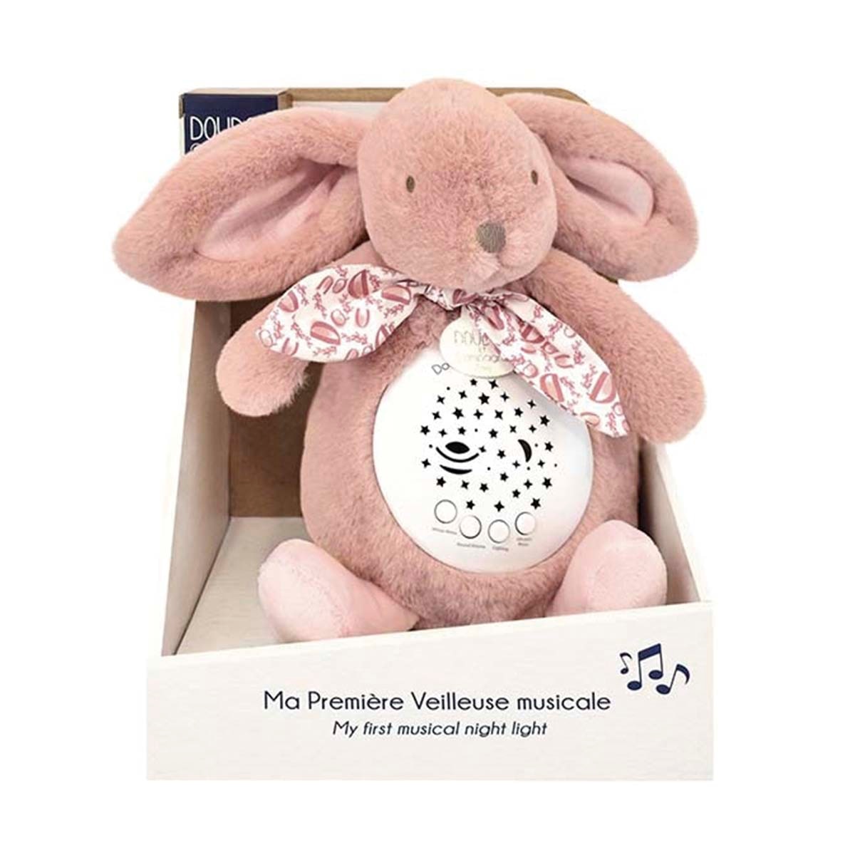 Lapin Doudou Lámpara musical proyección de estrellas rosa Doudou Et Compagnie 1