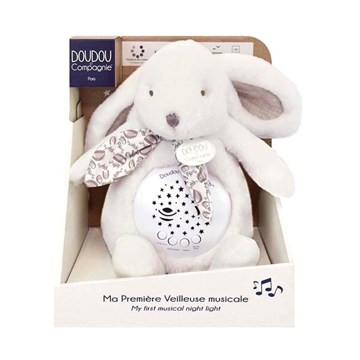 Doudou Et Compagnie – Lapin Doudou Lámpara musical proyección de estrellas blanca Doudou Et Compagnie.