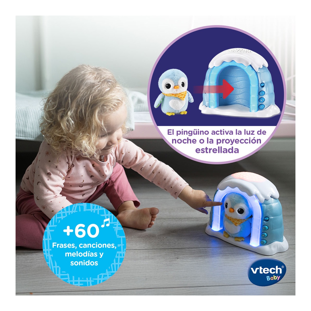Iglú proyector peluchito pingüino Vtech 2
