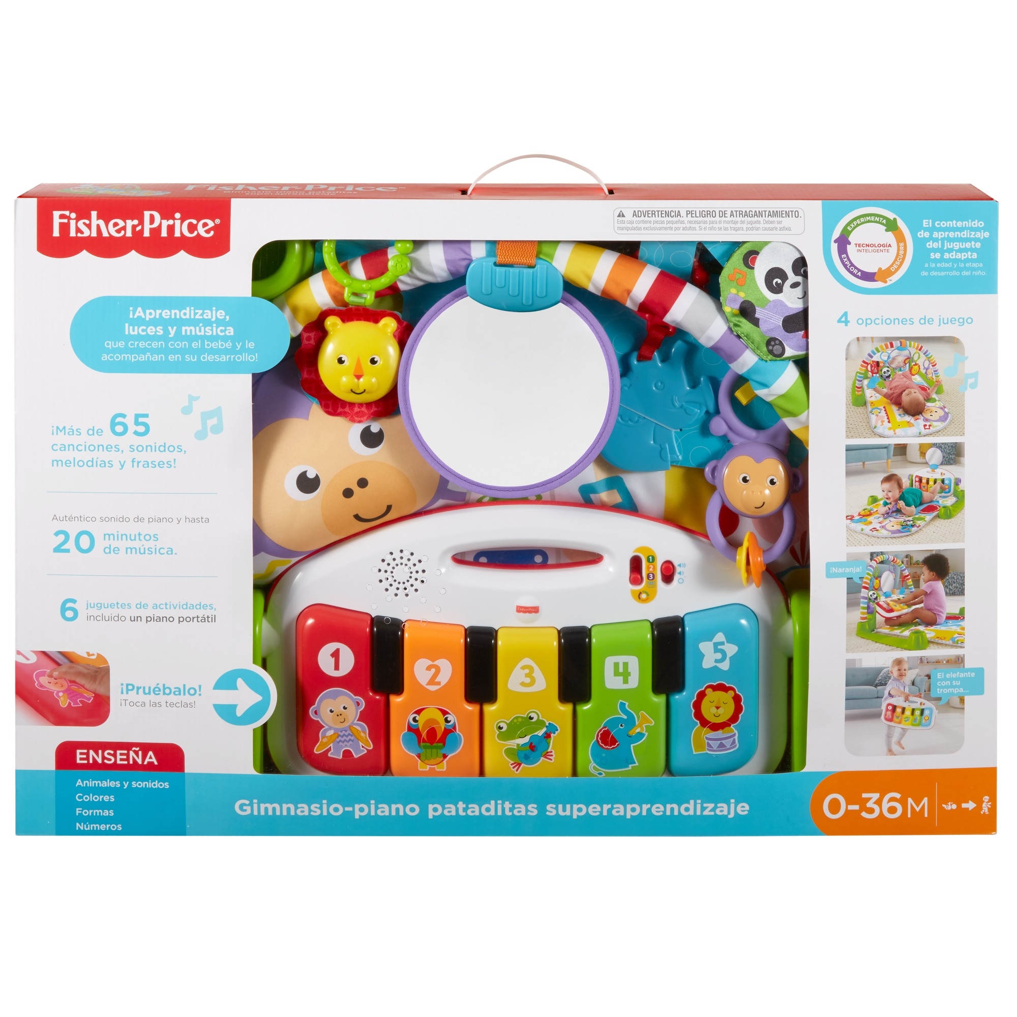 Gimnasio Piano Pataditas super aprendizaje, alfombra manta de juego para bebé recién nacido Fisher-Price 3