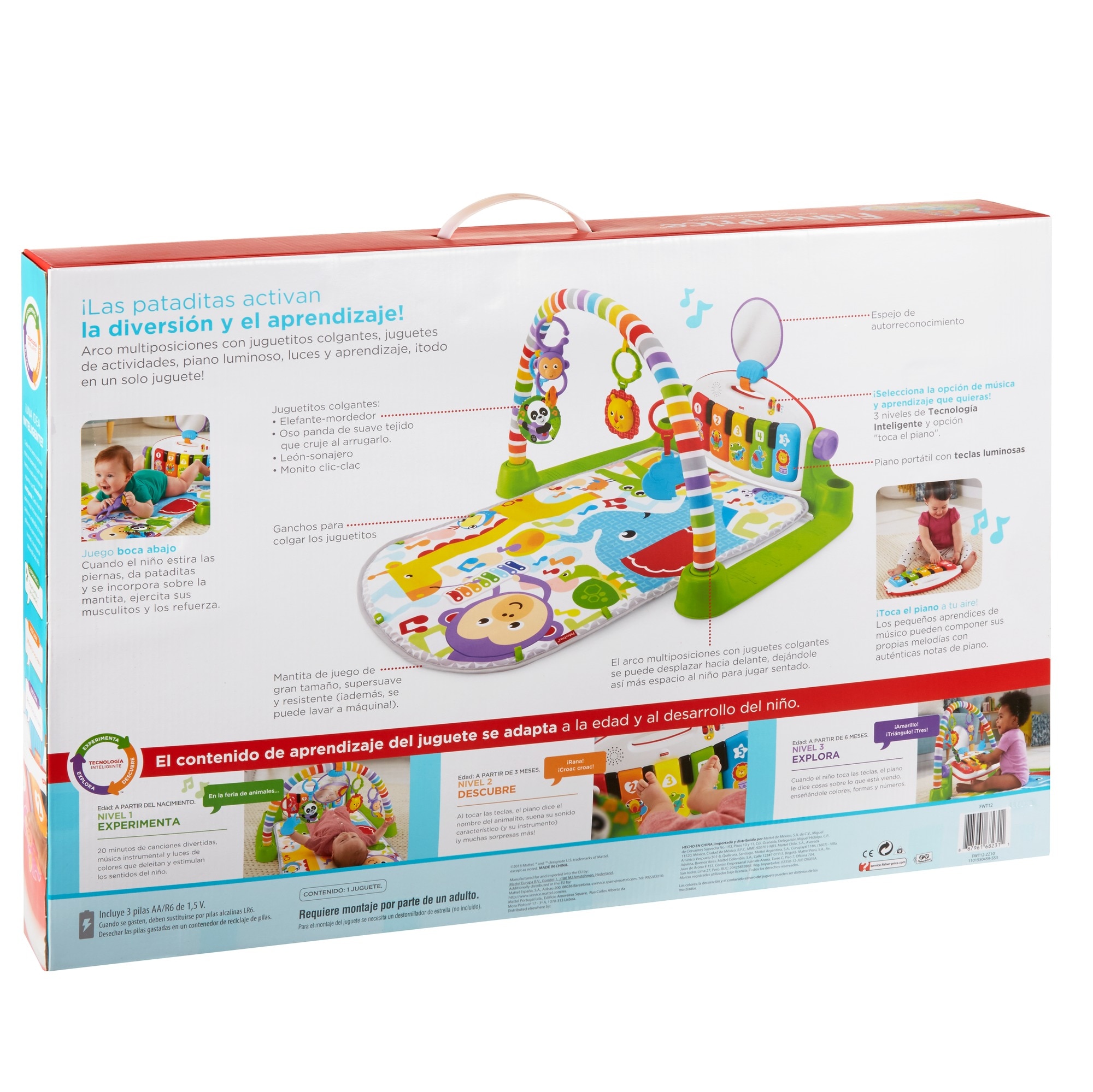 Gimnasio Piano Pataditas super aprendizaje, alfombra manta de juego para bebé recién nacido Fisher-Price 4
