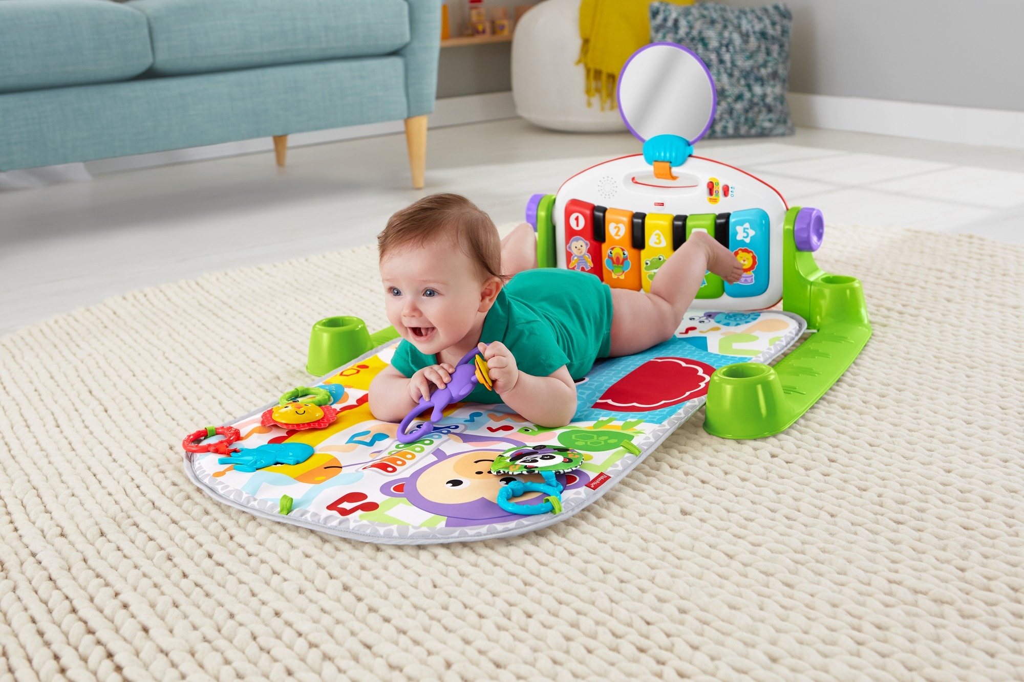 Gimnasio Piano Pataditas super aprendizaje, alfombra manta de juego para bebé recién nacido Fisher-Price 6